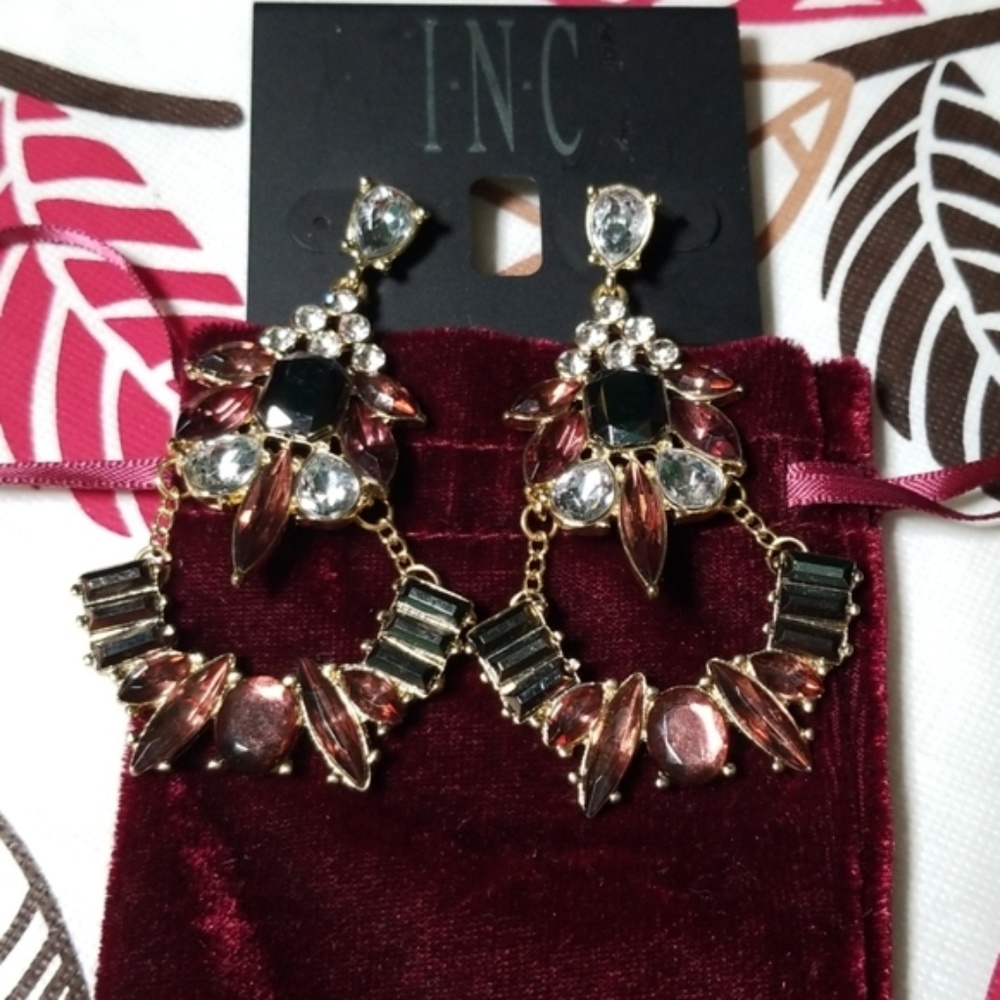 I.N.C. Gold-Tone Multi-Crystal Chandelier Earrings - Picture 2 of 3